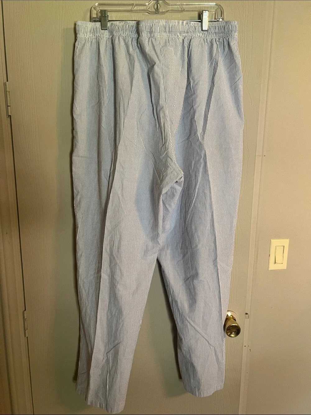 L.L. Bean Light Blue Seersucker Drawstring Pajama Lounge Pants Size XL